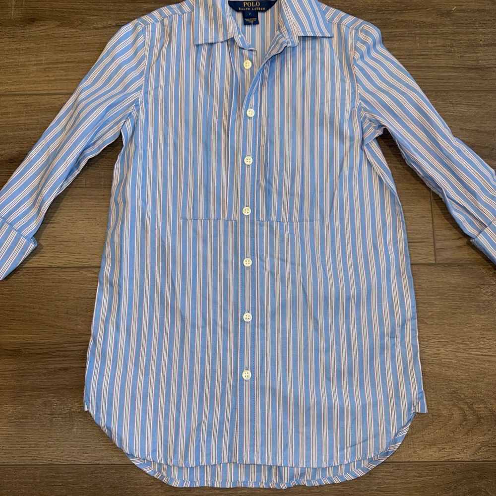 Polo by Ralph Lauren Light Blue and White Striped Dress Shirt